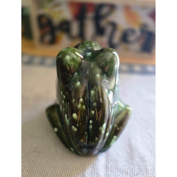 Vintage Green Ceramic Frog Holder Trinket Sponge Dish Cute Amphibian Figurine - Picture 3 of 4